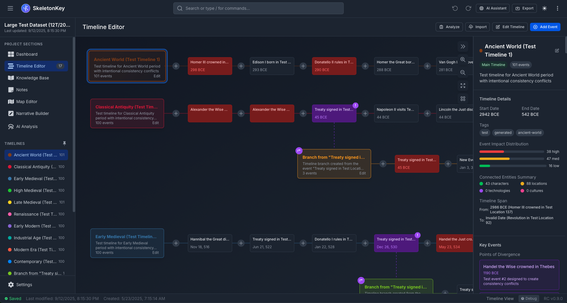 SkeletonKey Timeline Editor Screenshot (Dark Mode)