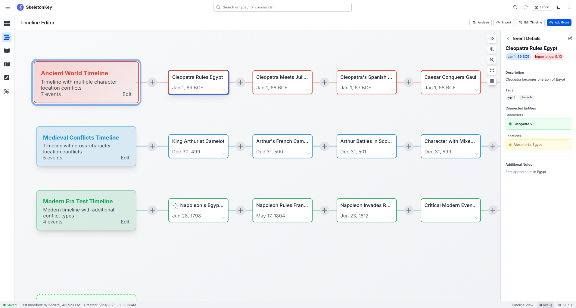 SkeletonKey Timeline Editor Screenshot